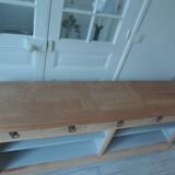 crafted dresser in raw solid wood.