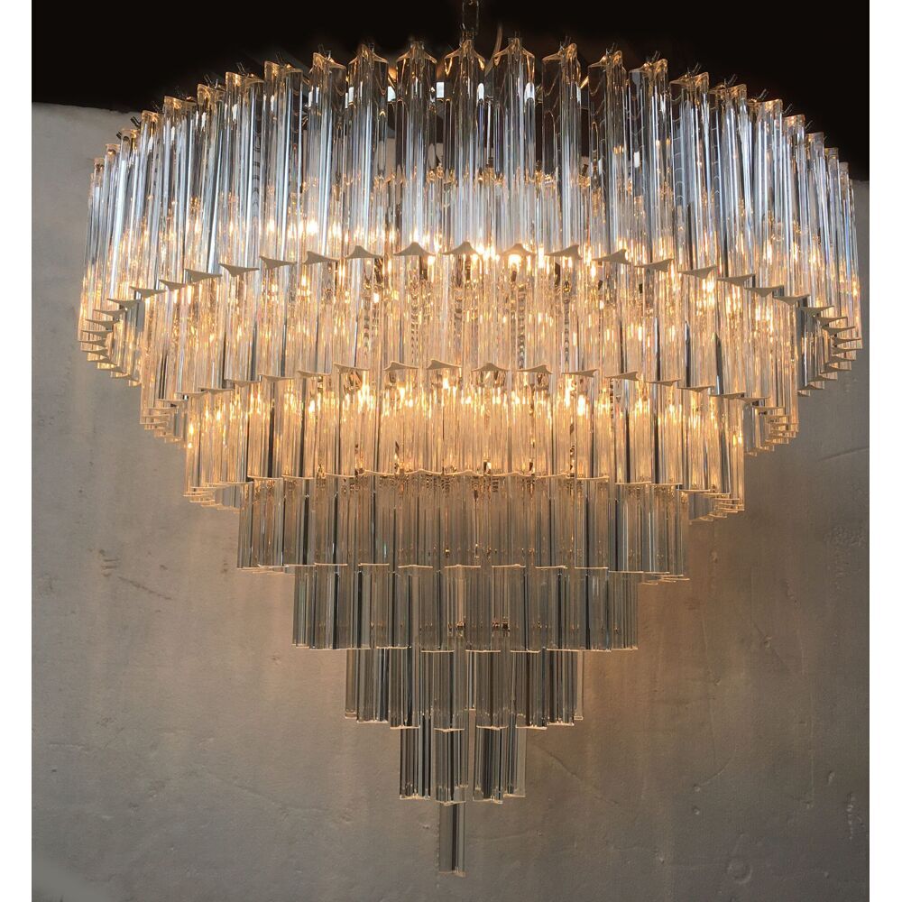 Clear triedro murano glass chandelier