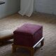Sculptural French Art Deco stool with storage, reupholstered, made in the 1940s.