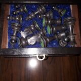 Octagonal chess table marquetry