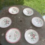 6 mismatched dinner plates, 2 Aude models and 4 Epernay Sarreguemines and Digoin models,