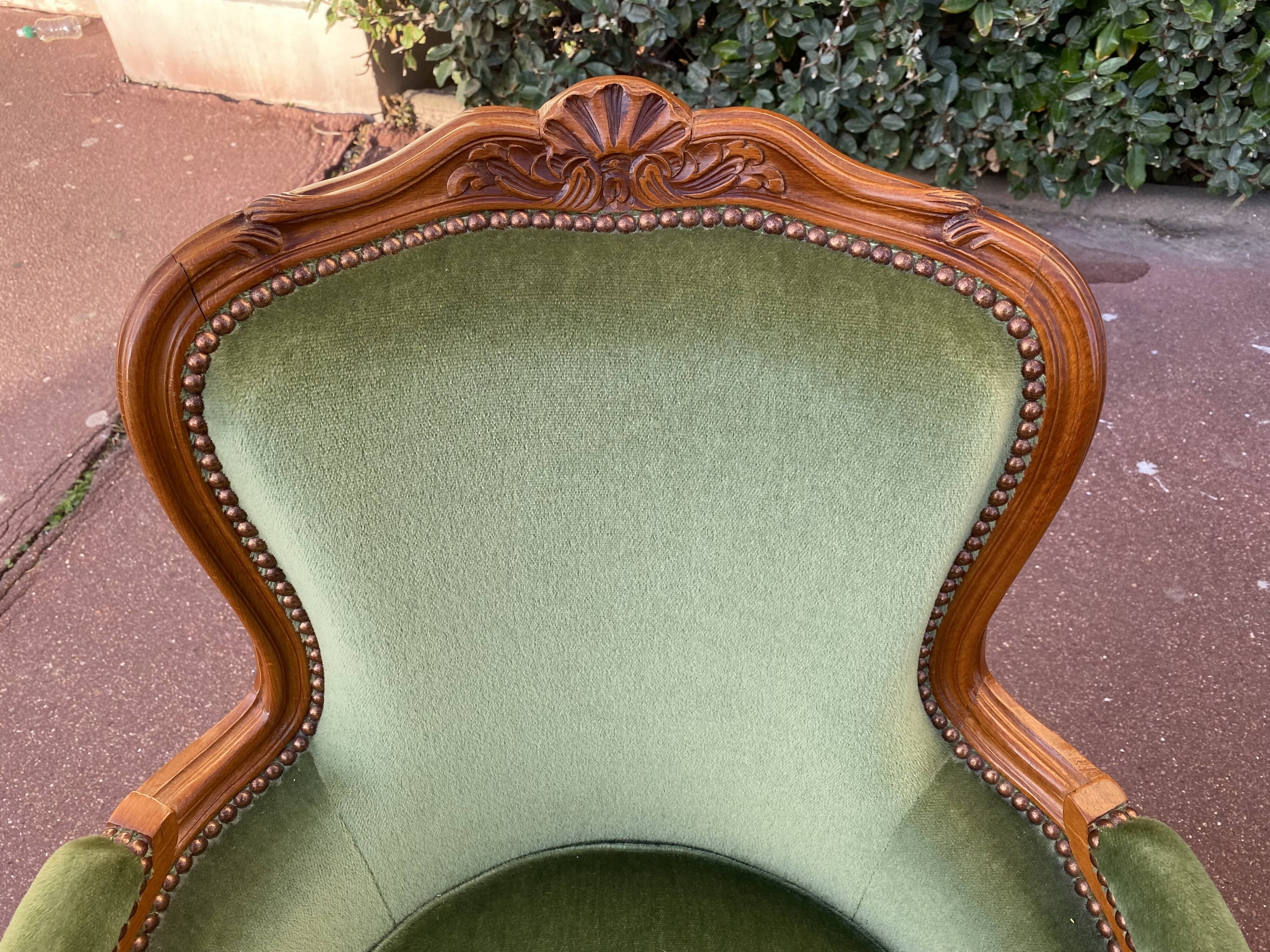 Paire de bergères fauteuils style Louis XV