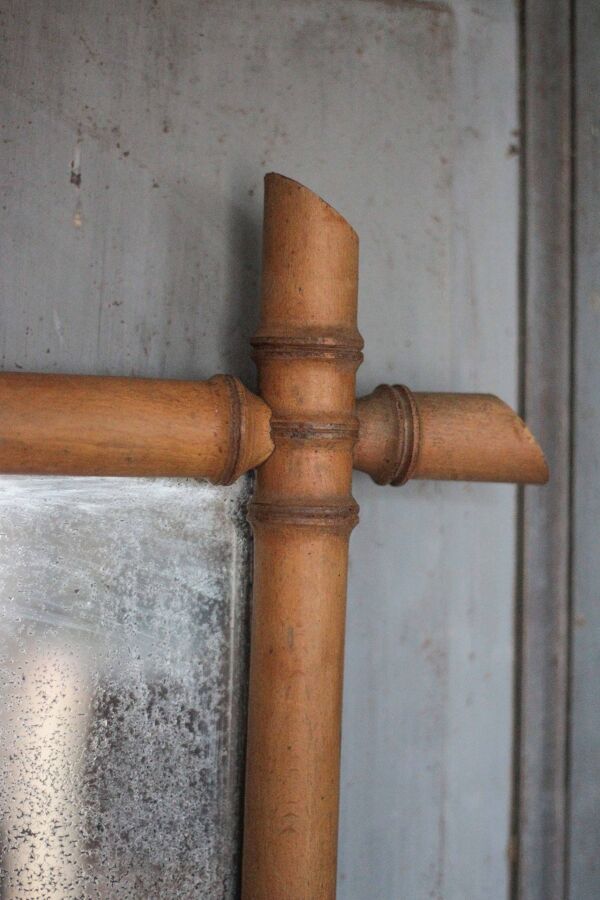 Miroir bois imitation bambou, miroir mural ancien, déco