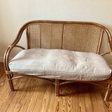 Banquette en rotin et cannage