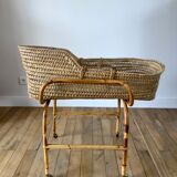 Wicker and bamboo crib 1930s 1940s