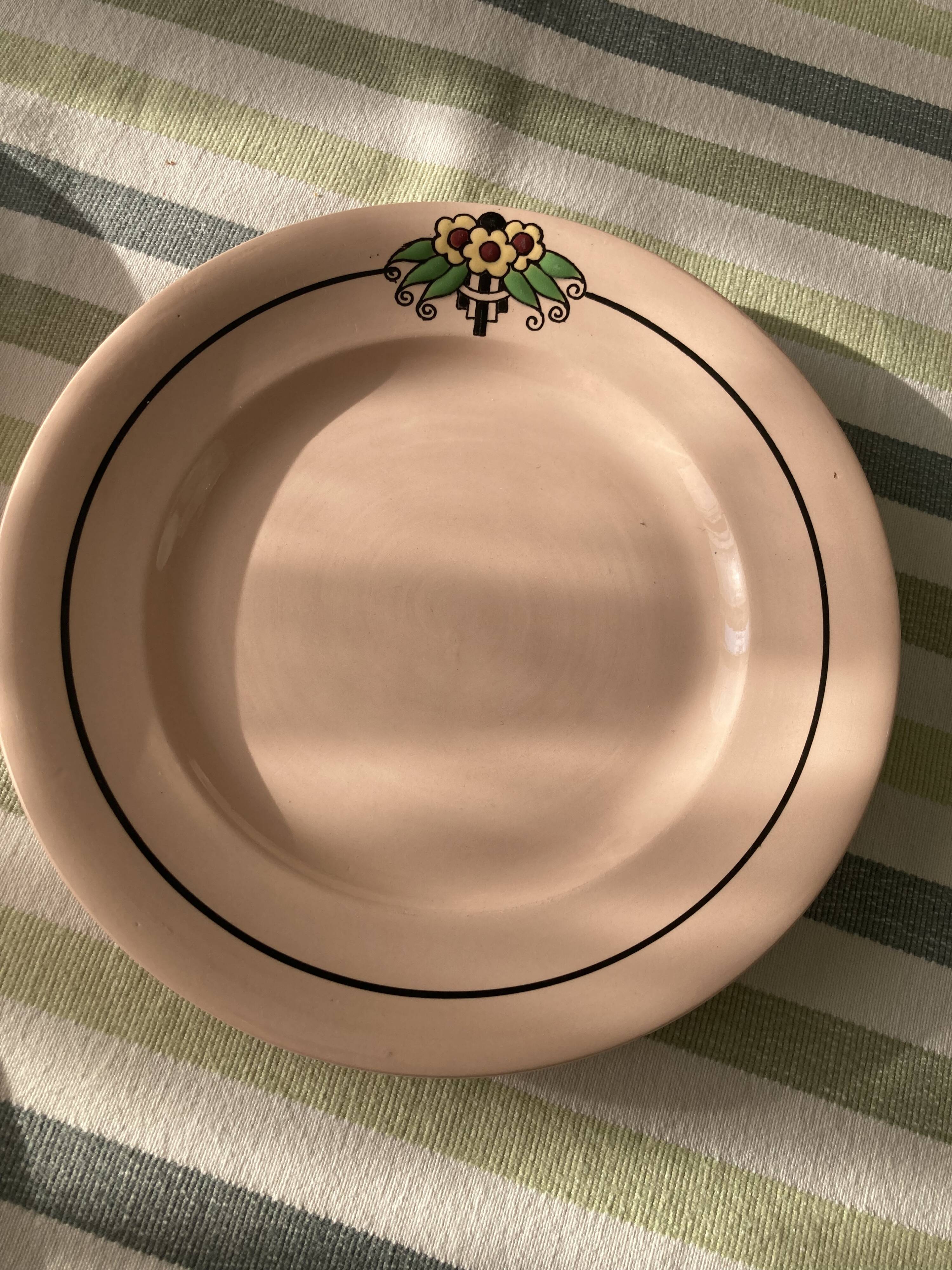 Set of 5 dessert plates - Longwy Bijoux - Art Deco
