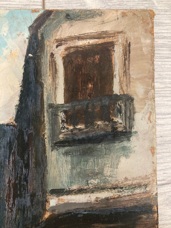 Huile sur panneau cours d'eau vintage