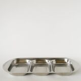 Plat à compartiments rectangulaire en inox, Design, 1970, 35 X 16 cm