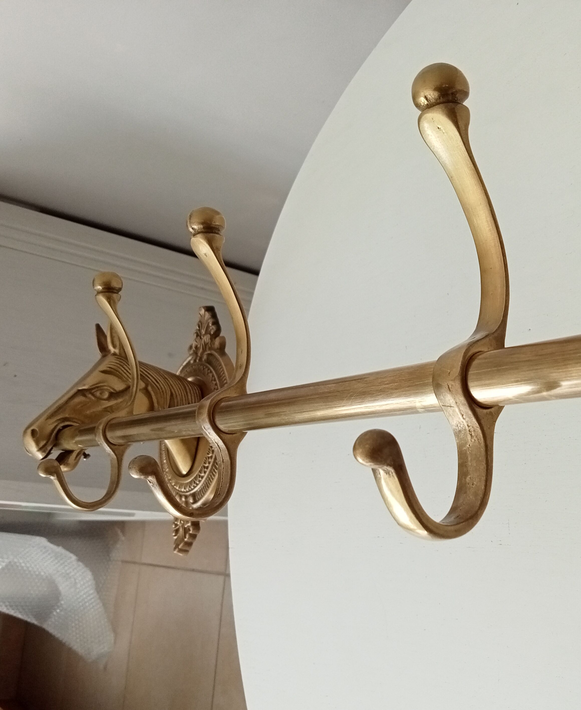 Coat rack in solid brass gilded 50s