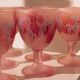 Frosted pink wine glasses hand-painted, set of 6