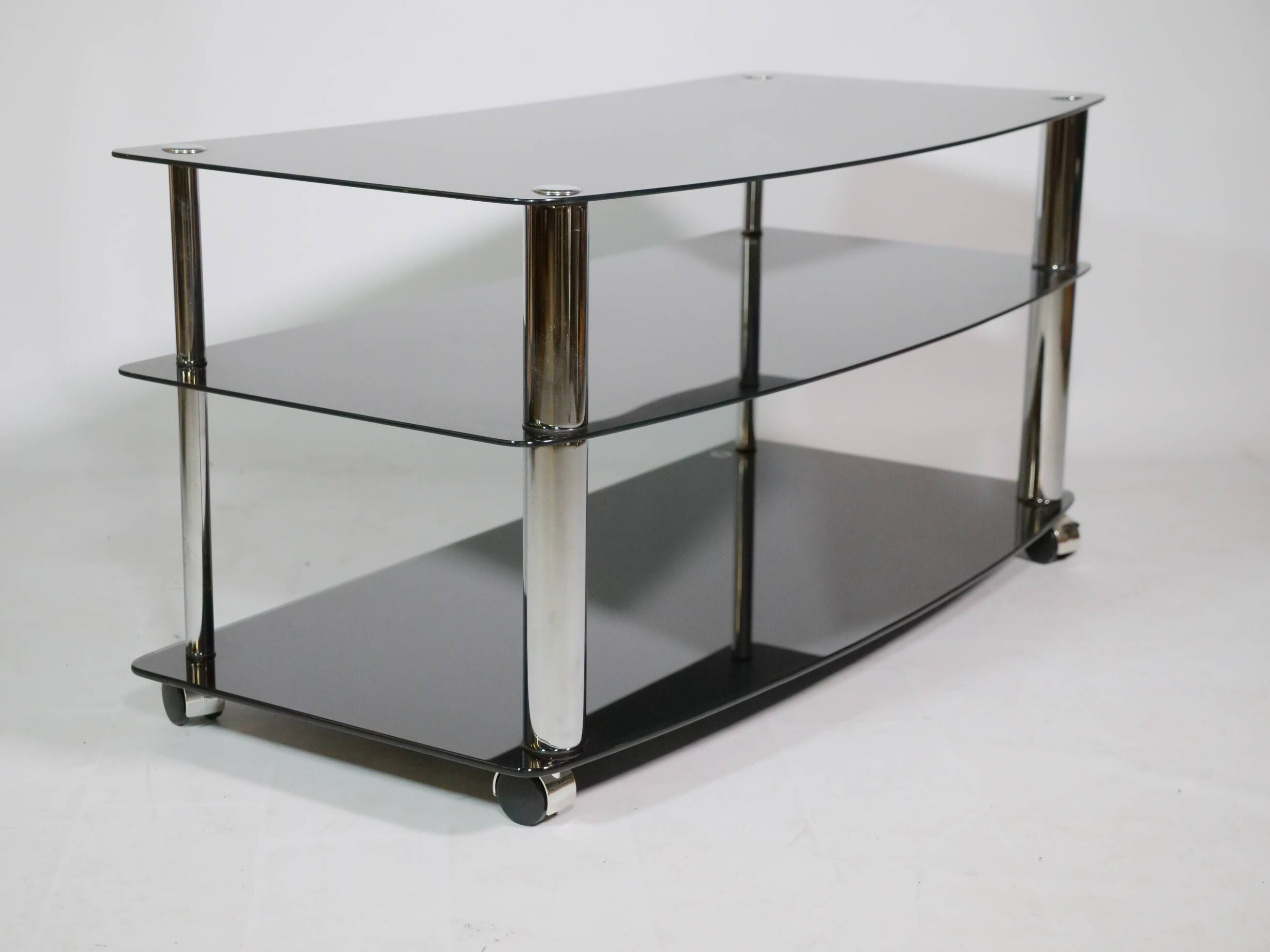 True vintage roll phono chest of drawers sideboard glass shelf 80s