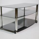 True vintage roll phono chest of drawers sideboard glass shelf 80s