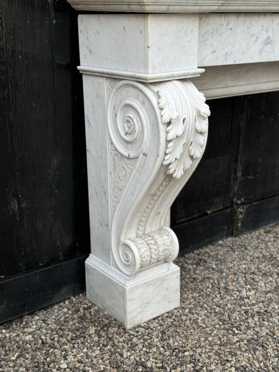 Charles x style fireplace in carrara marble, circa 1880