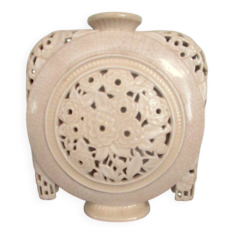 Vase Art Déco en faïence craquelée