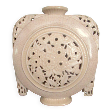 Vase Art Déco en faïence craquelée