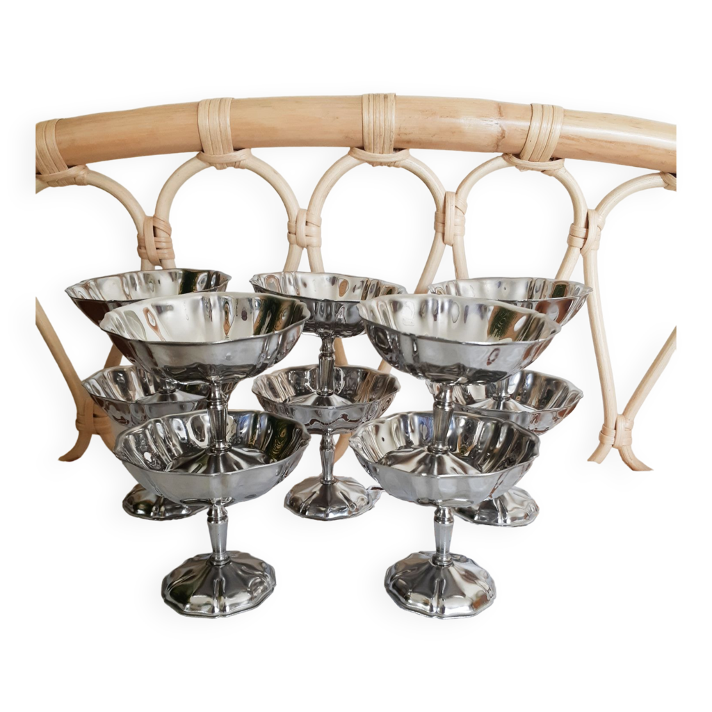 6 Coupes a glace vintage inox Letang et Remy | Selency