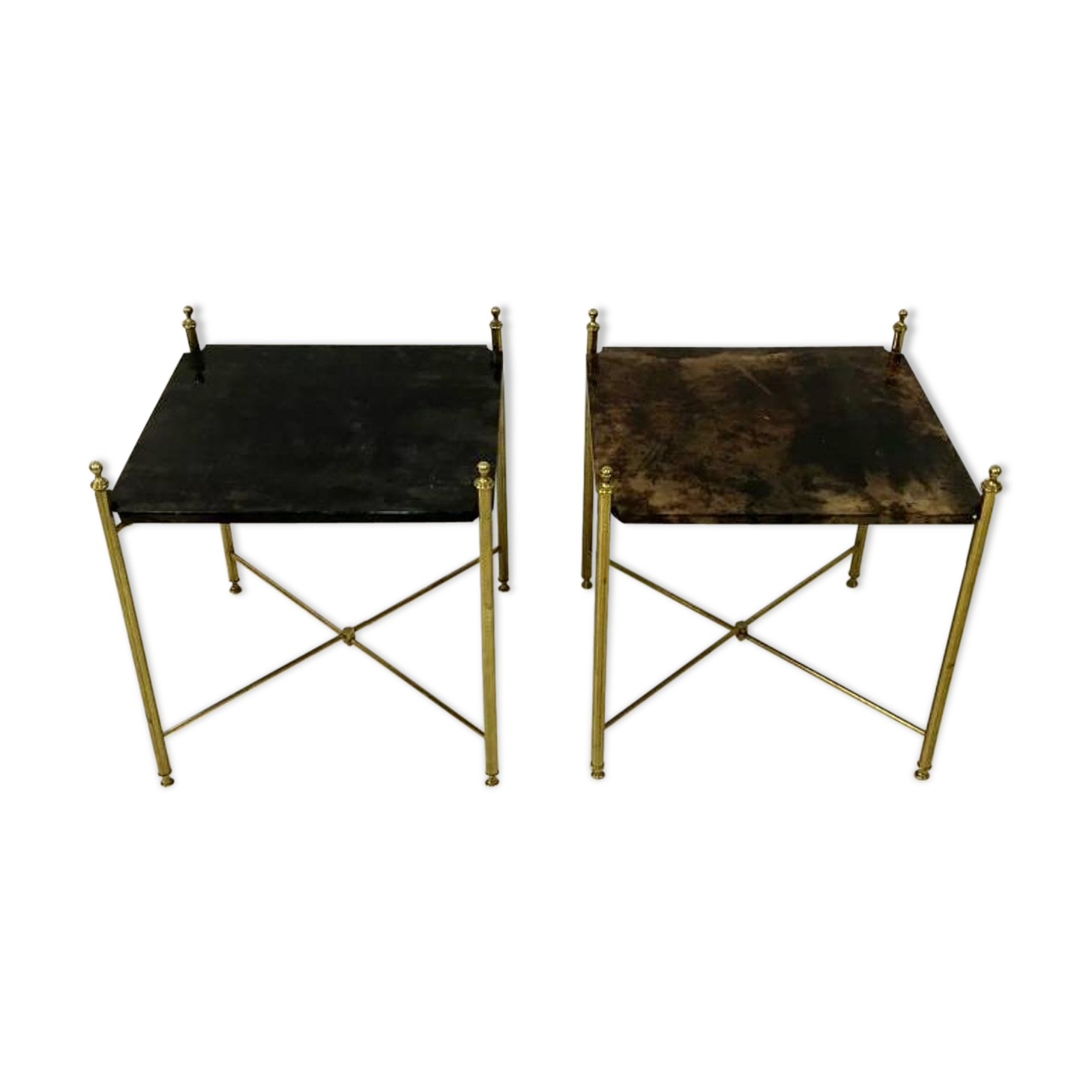 Pair of lacquered goatskin tables