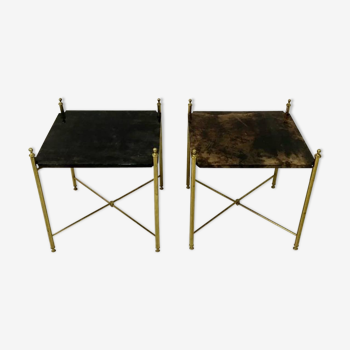 Pair of lacquered goatskin tables