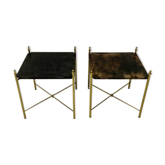 Pair of lacquered goatskin tables