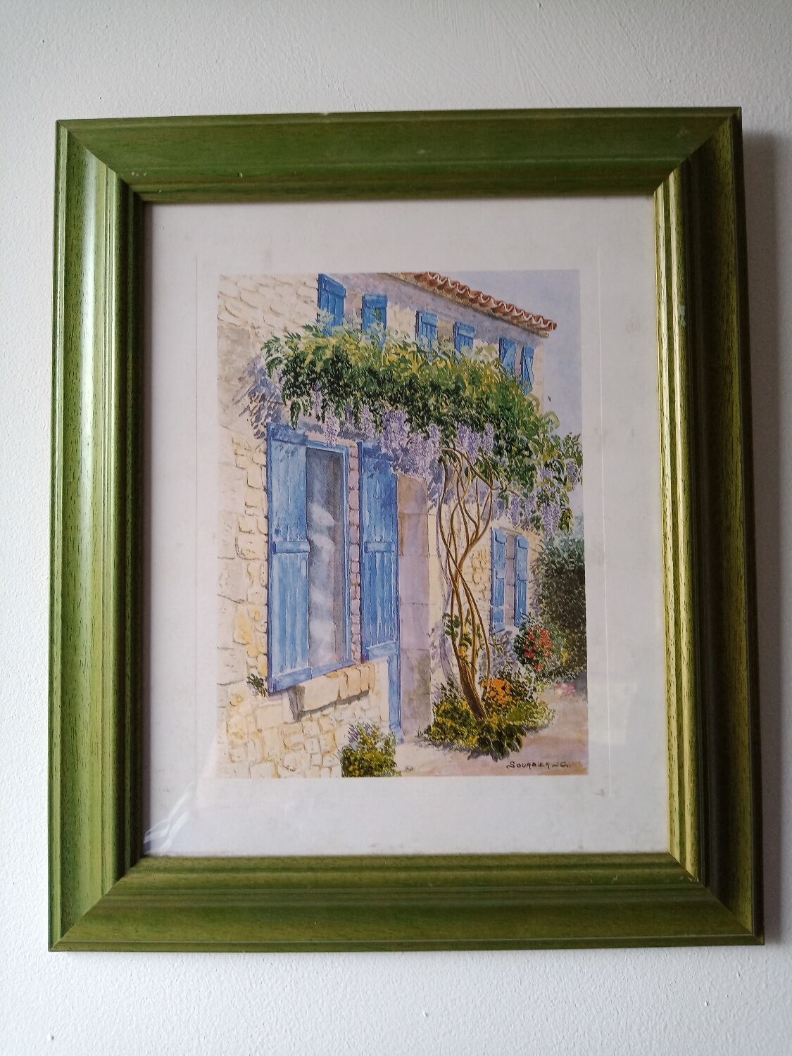 Reproduction of watercolor beautiful entrance of a Provencal house