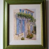 Reproduction d'aquarelle belle entrée d'une maison provençale