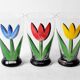 Set of 3 Tulip Crystal Glasses / Red, Yellow, Blue / Ulrica Hydman Vallien