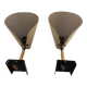 Pair of perforated metal horn wall lights