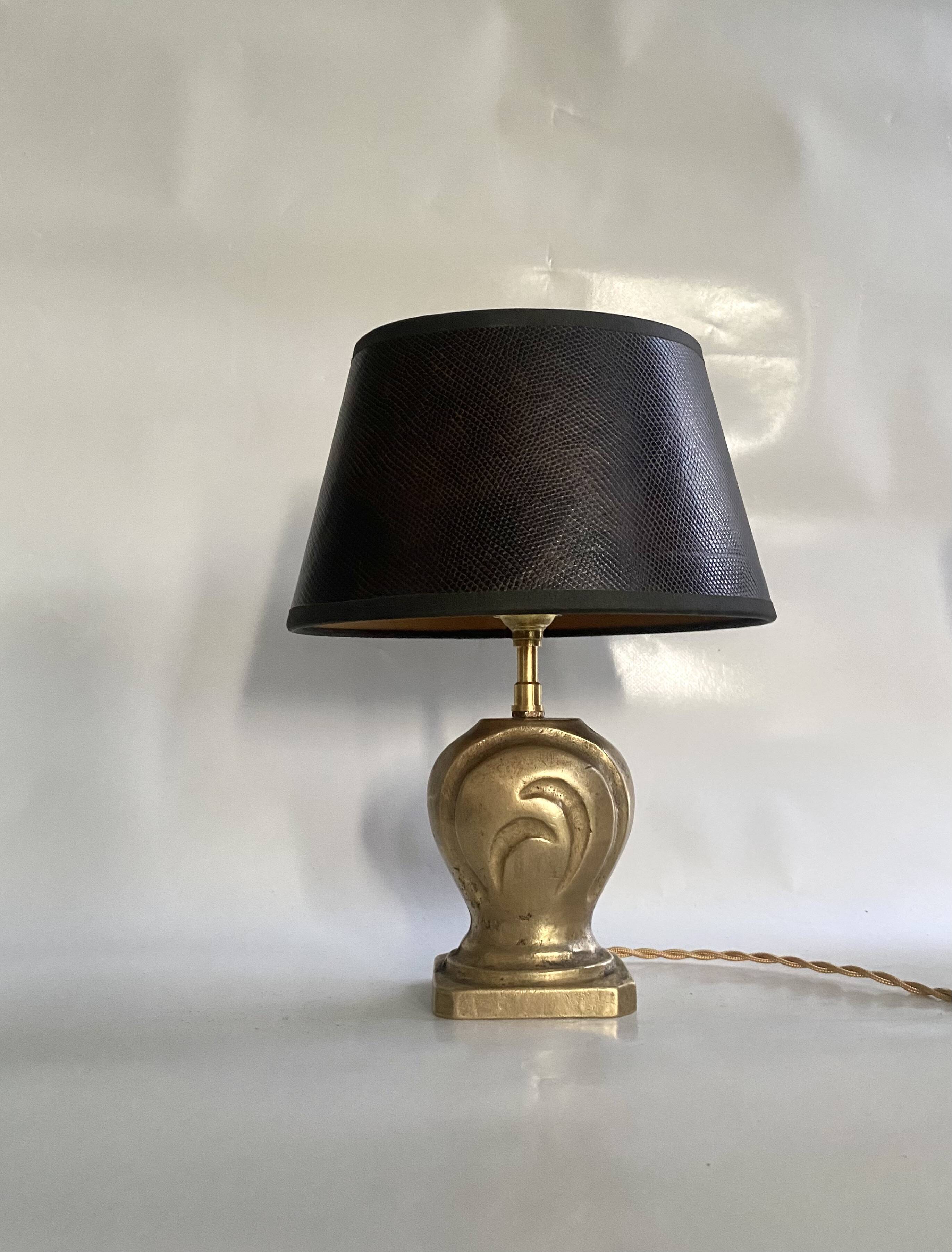 Bronze lamp, 2M fabric cable, sewn lampshade.