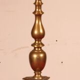 17th Century Bronze Candle Holder Mounted as a Lamp with Its Parchment Shade