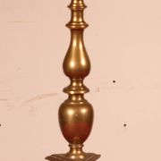17th Century Bronze Candle Holder Mounted As A Lamp With Its Parchment Lamp