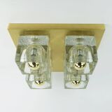 mid century peill & putzler brass CEILING LIGHT with 4 glass cubes 1960s/70