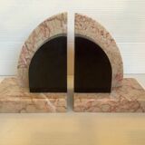 Pair of greenhouse books half moon marble art deco
