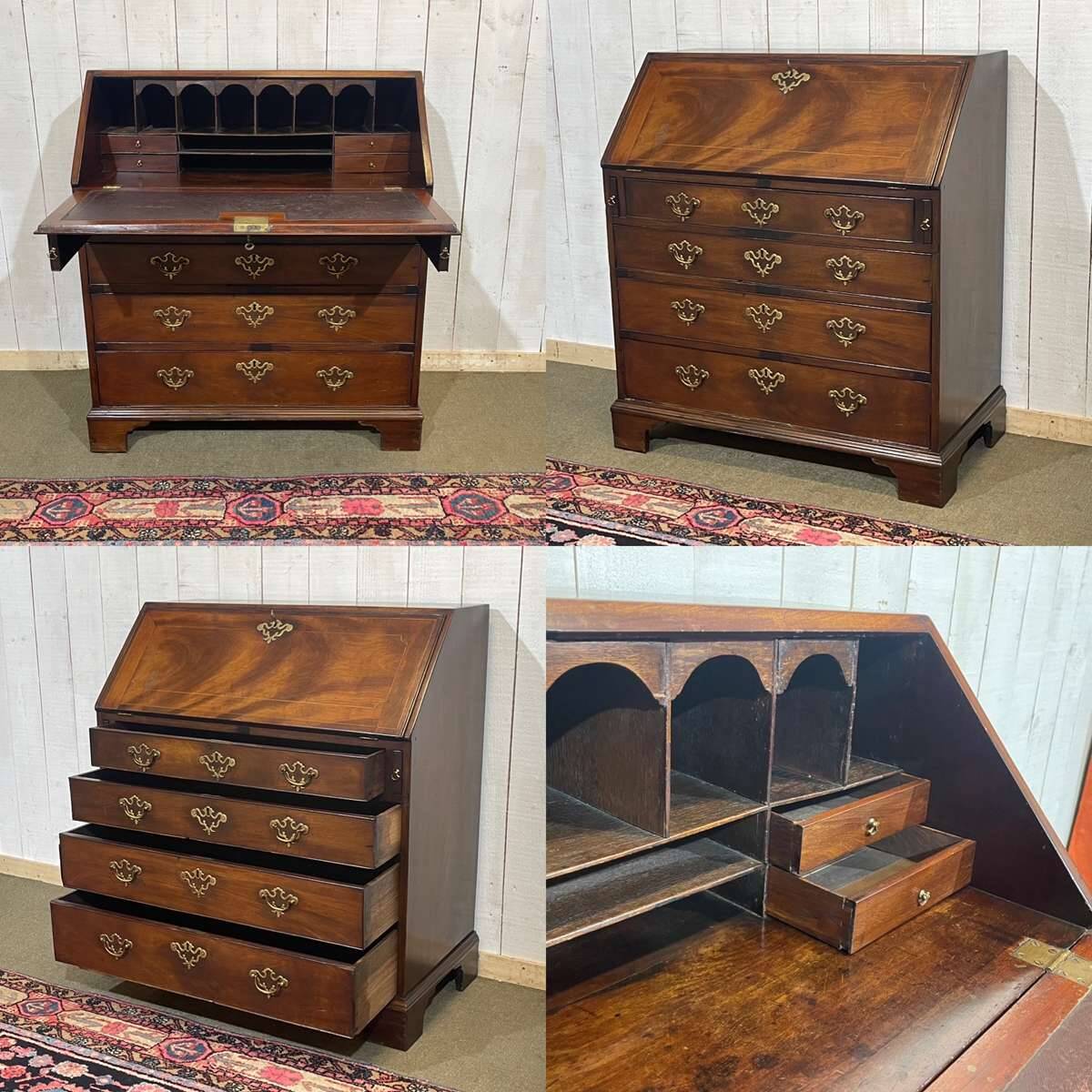 English Georgian donkey desk from the 19th century, mahogany and oak.