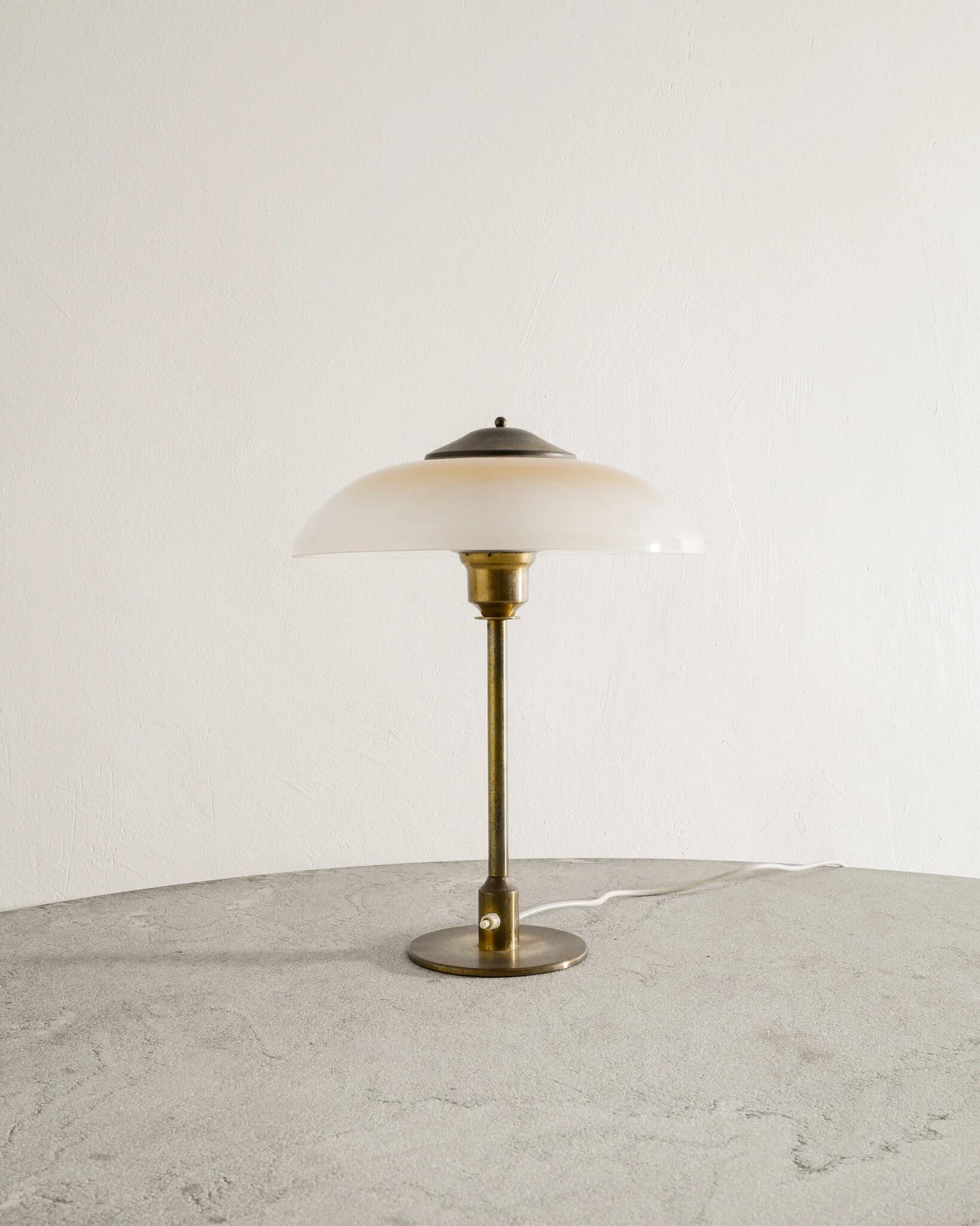 Danish Mid Century Brass Glass Desk Table Lamp Fog & Mørup, 1950s