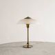 Danish Mid Century Brass Glass Desk Table Lamp Fog & Mørup, 1950s