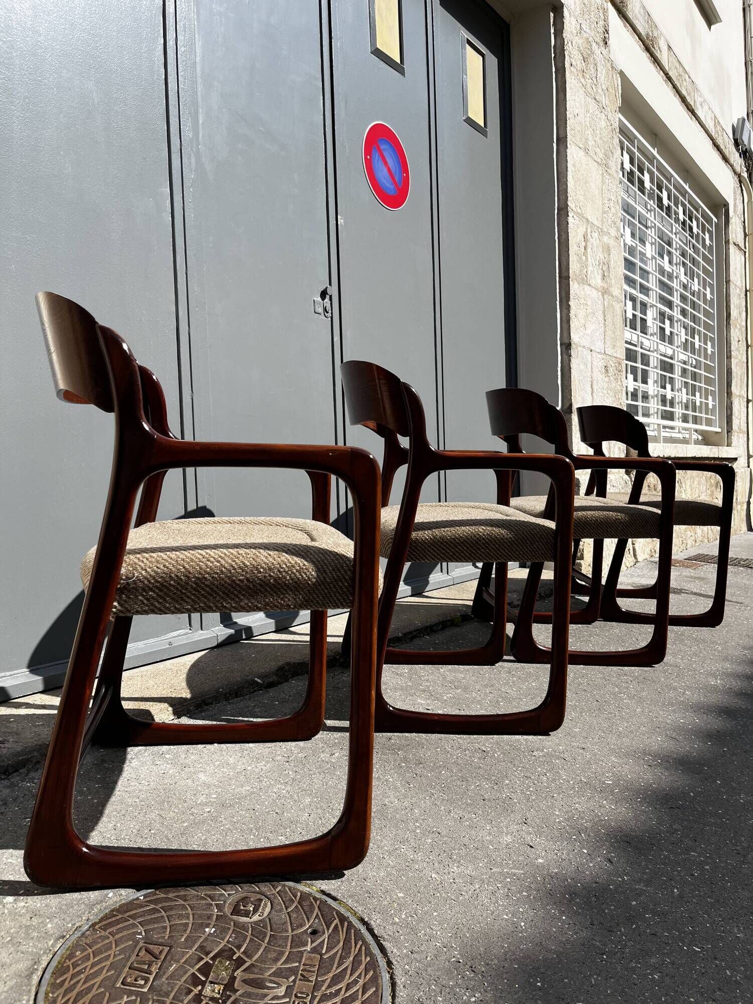 4 fauteuils vintage "Traîneau" de Baumann - années 1960