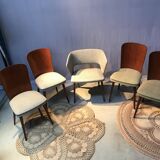 Set of 4 chairs and 1 armchair design 50s