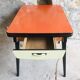Vintage table with extension cords and orange-red formica drawers feet compass - 1960