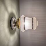 Vintage art deco globe wall or ceiling light in white and gold granite glass