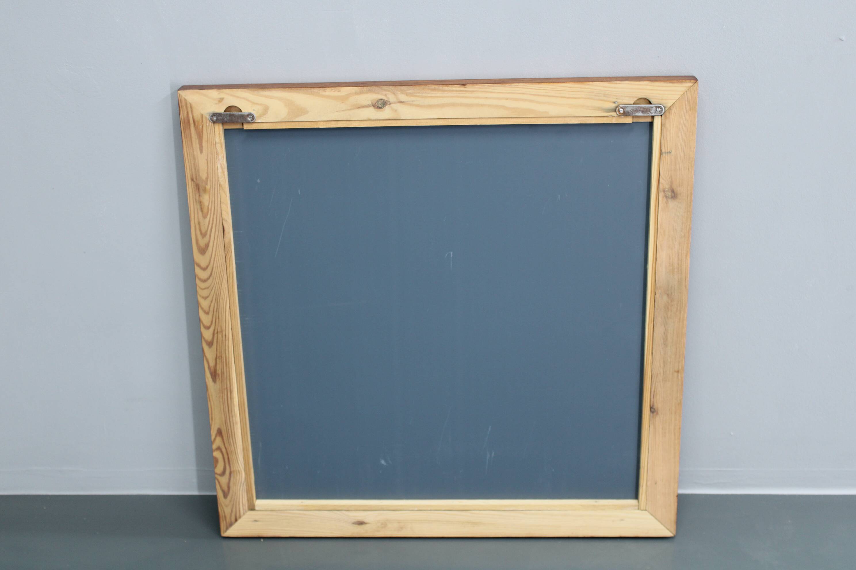 1970s Pair of Oak Large Square Mirrors, Czechoslovakia