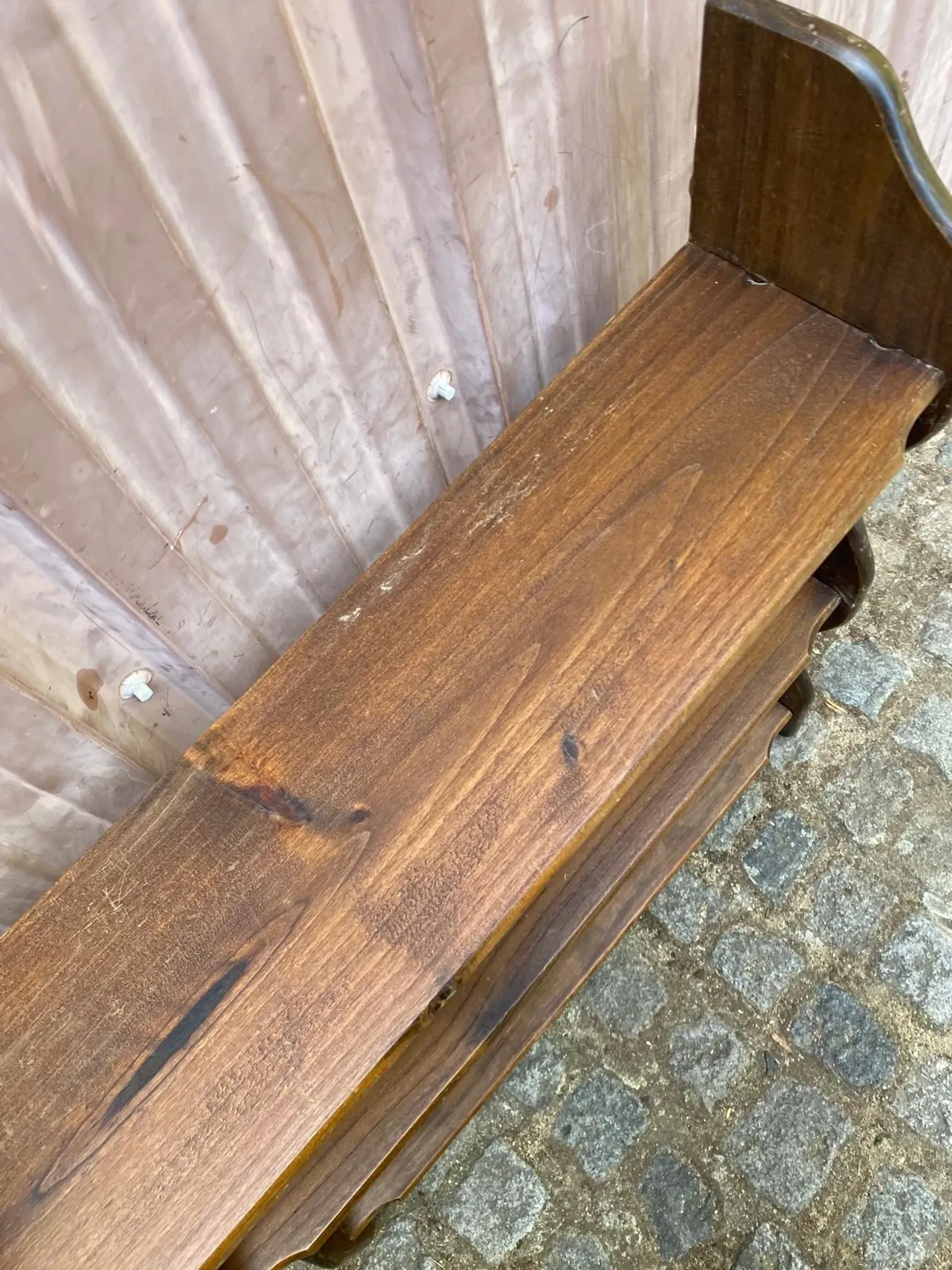 Rustic solid wood wall shelf 76x86cm 3 levels 1970