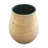 Vase ancien céramique Capvern décor main salins france beige inter vert vintage