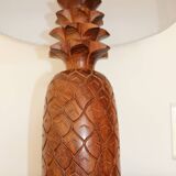 Lampe bois ananas avec abat-jour tissu 650mm
