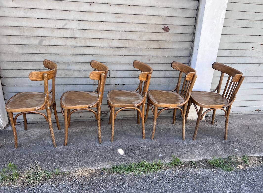 (Lot) 5 Anciennes Chaises Bistrot