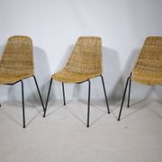 Set of 3 Basket Chairs by Franco Legler, Wicker and Metal, 1960s