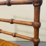 Vintage Art Deco wood and straw corner chair, 1930s