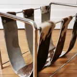 Magazine holder chrome and leather, 1970
