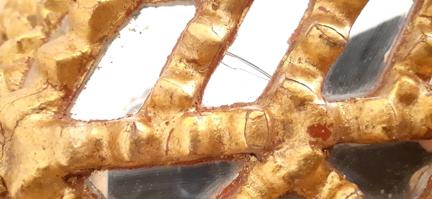 Vintage gilded mirror with glazing beads