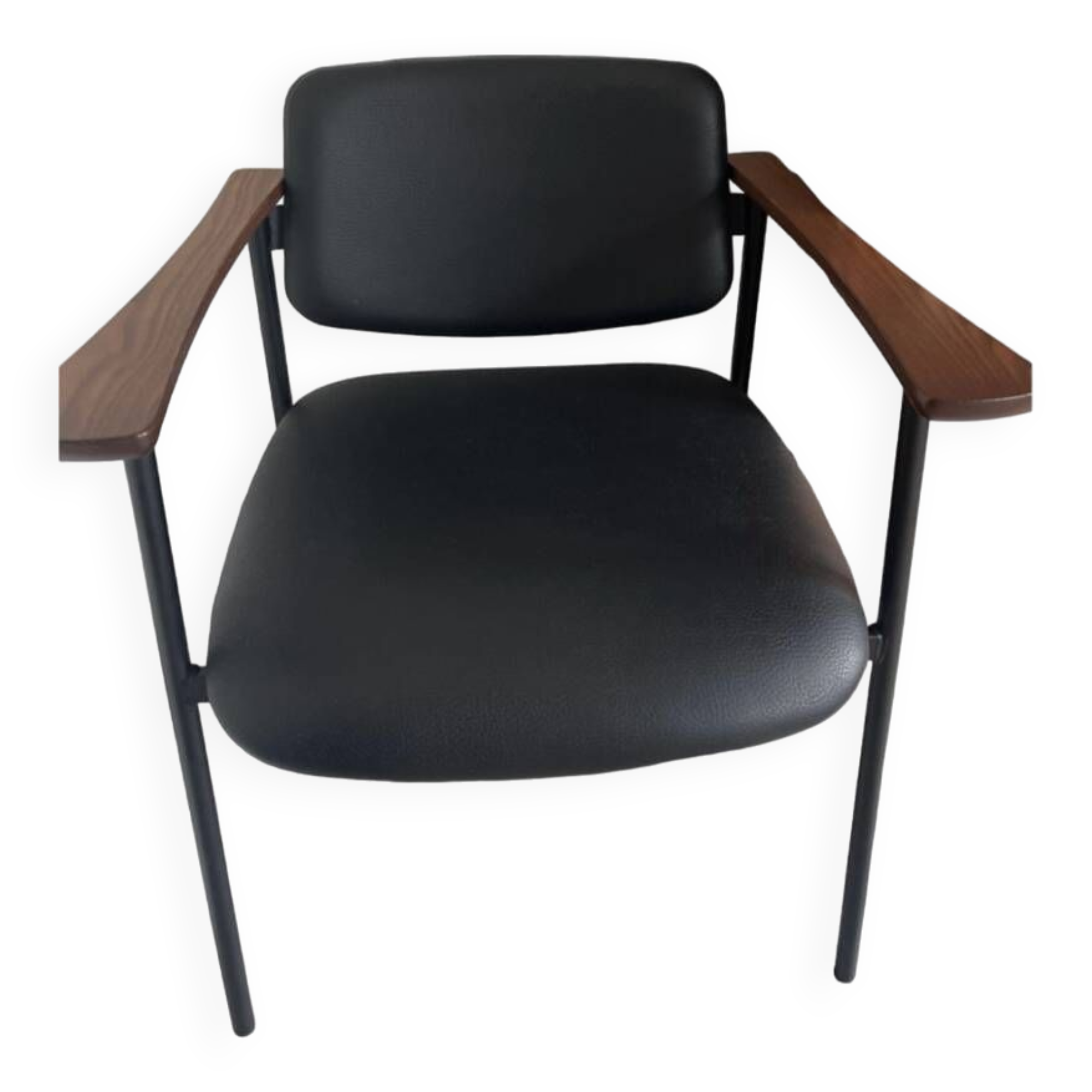 Pio chair brown wood and black leather The Socialite Family