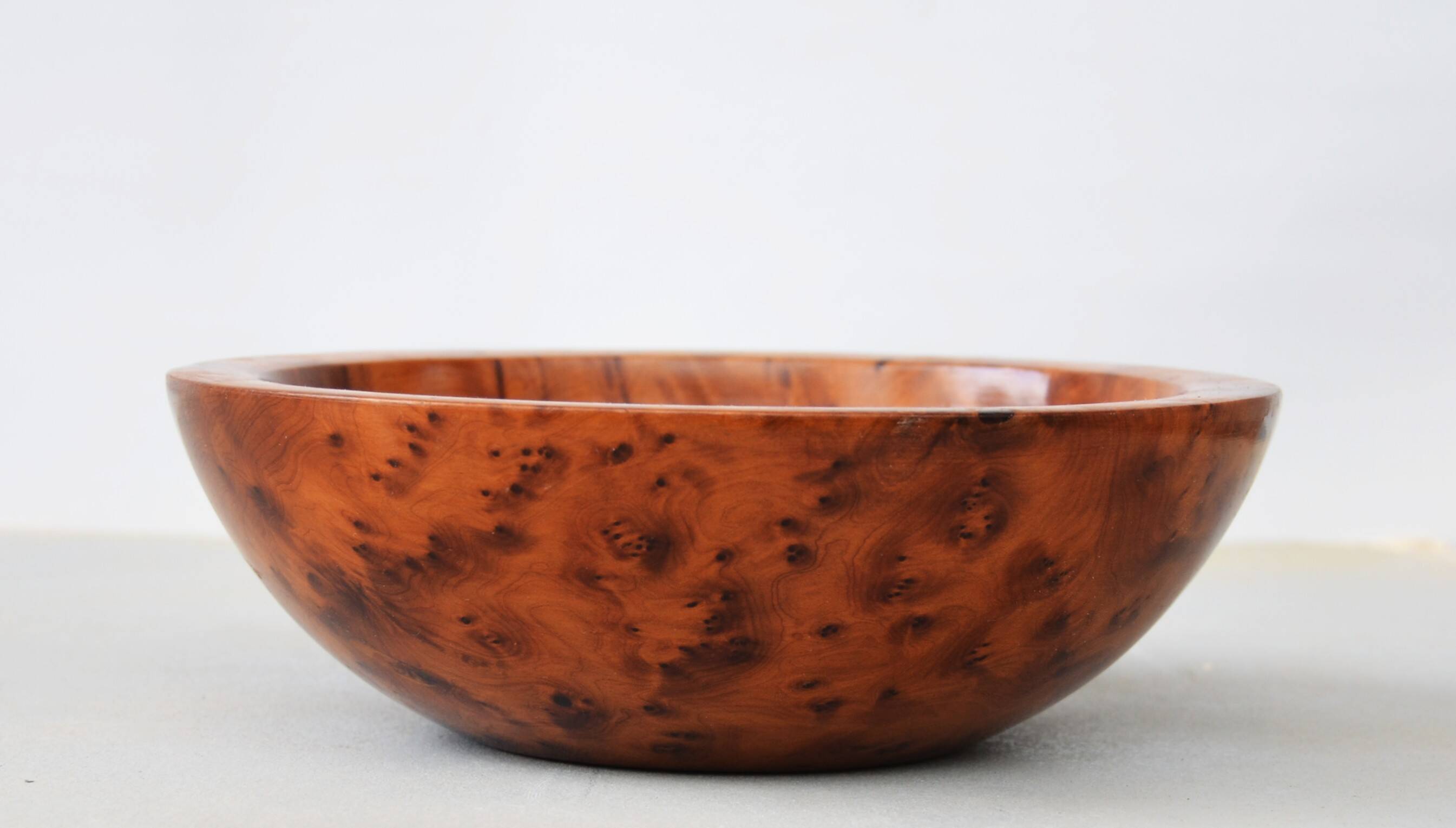 Mid Century Turned Oak Burl Bowl  Centerpiece Bowl